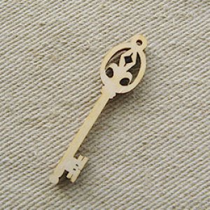 画像1: Wood charm "Key"
