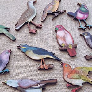 画像1: Print Wooden Charm BIRD