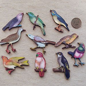 画像2: Print Wooden Charm BIRD