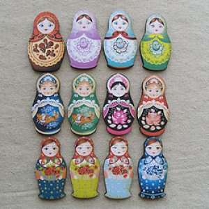 画像2: Print Wooden Charm Russian Dolls 