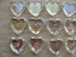 画像2: Vintage Glass Intaglio "Initial" Heart Pendant