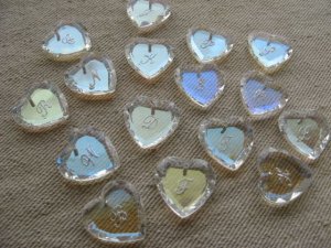 画像1: Vintage Glass Intaglio "Initial" Heart Pendant