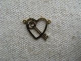 Vintage Key in a Heart Charm  