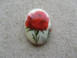 Vintage Glass Limoge Red Rose Cabochon
