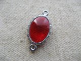 Vintage Silver Bezel+Ruby Glass Stone