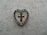 Cross Heart Glass Intaglio Pendant (L)