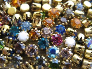 画像1: Vintage Rhinestone+Setting アソート4個入り