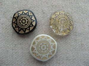 画像1: Vintage style Acrylic Sun Round Beads 2個いり