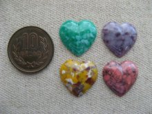他の写真1: Vintage Marble Plastic Heart Cabochon 