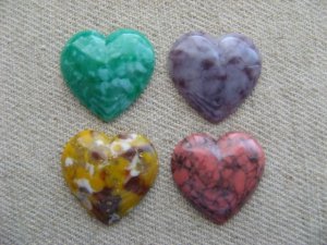 画像1: Vintage Marble Plastic Heart Cabochon 