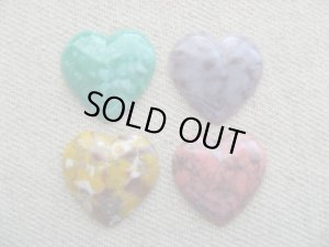 画像1: Vintage Marble Plastic Heart Cabochon 