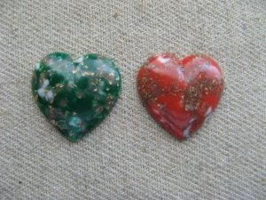 画像1: Vintage Matrix Plastic Heart Cabochon 