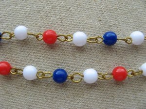 画像1: 30cm Tri-color 6mm Beads Link Chain 