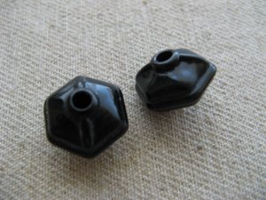 画像1: Vintage Black Hexagon Spacer Beads 