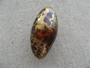 画像1: Vintage Plastic Tortoise/Gold Striae Oval Beads