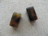 Vintage Smooth Tortoise Rectangle Beads 2個いり