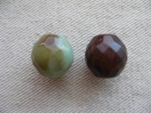 画像1: Vintage BR/Marble Faceted Ball Beads 16mm