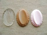 Vintage Acrylic Clear Oval+Wave Cabochon
