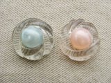 Vintage Acrylic Clear+Pearl Button Style Cabochon