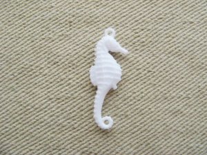 画像1: Vintage White Seahorse Charm 