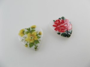 画像2: Vintage Glass Heart Flower Cabochon