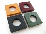 Natural Wood Square+Hole Beads 2個入り