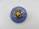 Vintage Plastic Blue+Floral Button