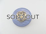 Vintage Plastic Blue+Floral Button
