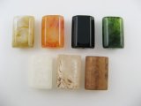 Plastic Marble Flat Rectangle Beads 