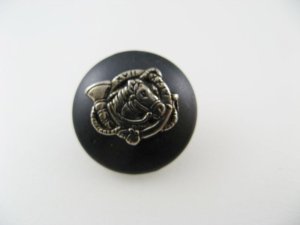 画像1: Metal Black +Silver Horse Head Button