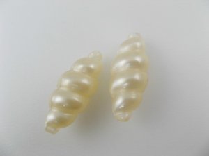 画像1: Vintage Plastic Twist Pearl Tube Beads 2個入り