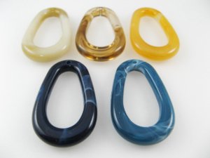 画像2: Acrylic Marble Drop Ring Beads 2個入り