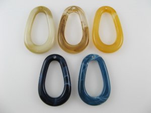画像1: Acrylic Marble Drop Ring Beads 2個入り