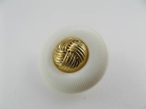 画像1: Plastic White+Gold Knot Button
