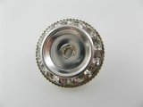 Vintage Metal Czech Silver Rhinestone+Setting button 