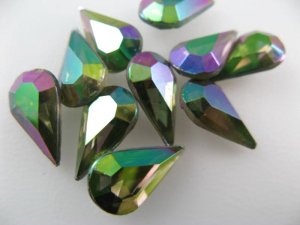 画像1: Vintage Glass Stone【Emerald AB】TD/13x8mm