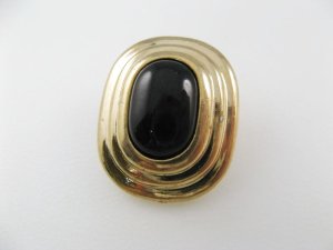 画像1: Vintage Plastic Octagon Gold+Black Button