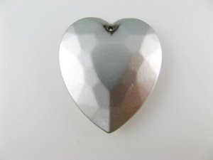 画像1: Vintage Plastic Silver Heart Big Pendant