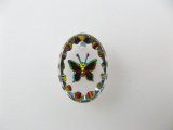 Vintage Glass Intaglio "Butterfly" Oval Pendant