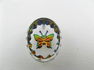 画像2: Vintage Glass Intaglio "Butterfly" Oval Pendant