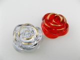 Plastic Clear+Gold Rose Cabochon