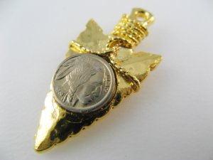 画像1: Vintage Arrow Head+Coin Charm