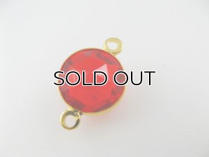画像1: Brass+Red Lucite Round Connector【13mm】