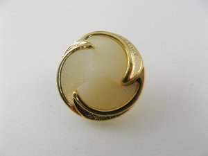 画像1: Plastic Gold Milky white Helix Button