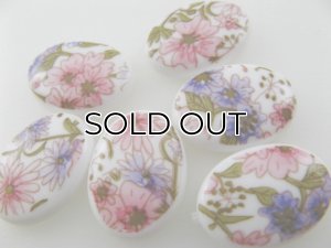 画像3: Vintage Plastic Floral Decal Oval Cabochon