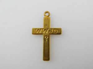 画像1: Brass "WWJD?" Cross 