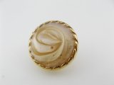 Plastic Round Marble Gold Button