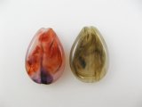Vintage Plastic Flat Drop Marble Beads