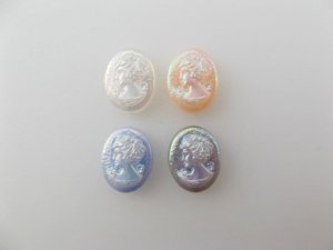 画像1: Vintage Plastic Oval AB Cameo【10x8mm】(左)