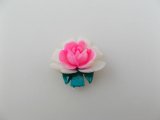 Vintage White+PK Rose Cabochon